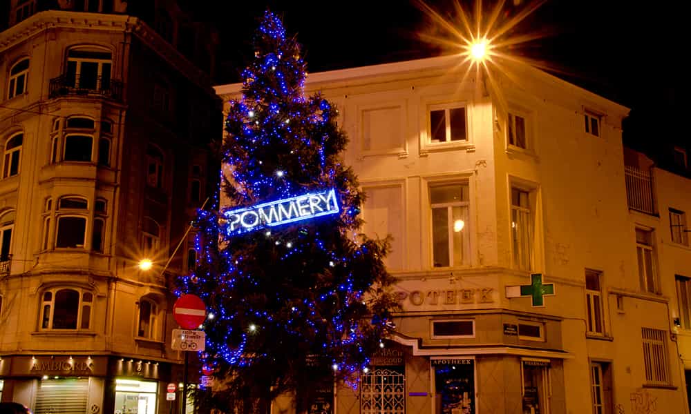 Décoration illuminations sapins Pommery