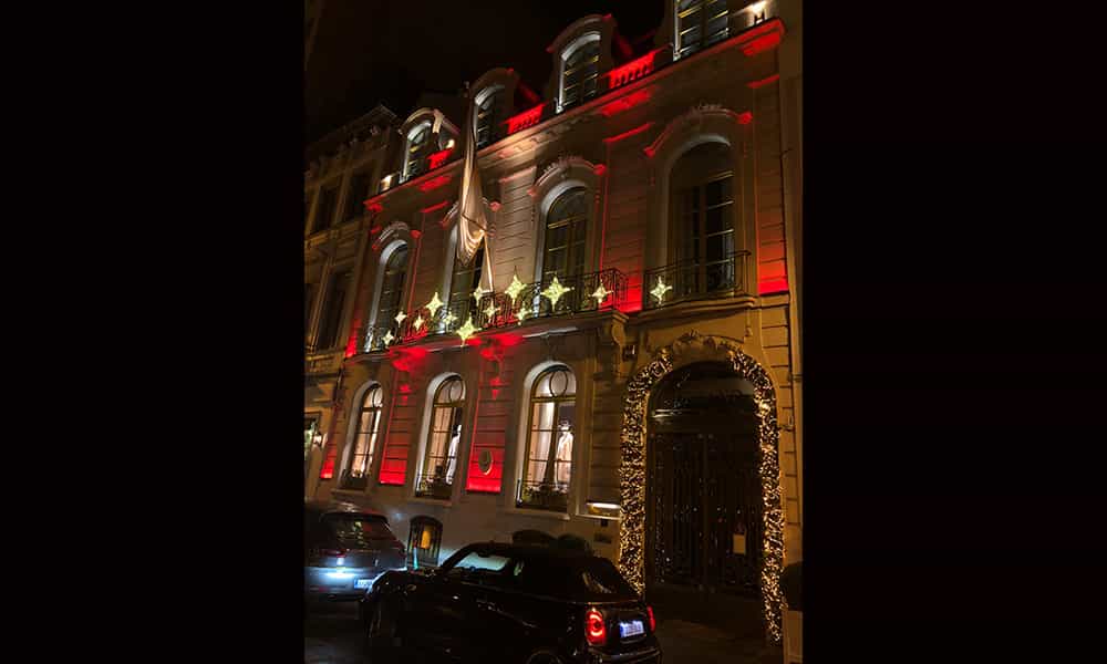 Entreprise illumination batiment facade guirlandes Degand Bruxelles