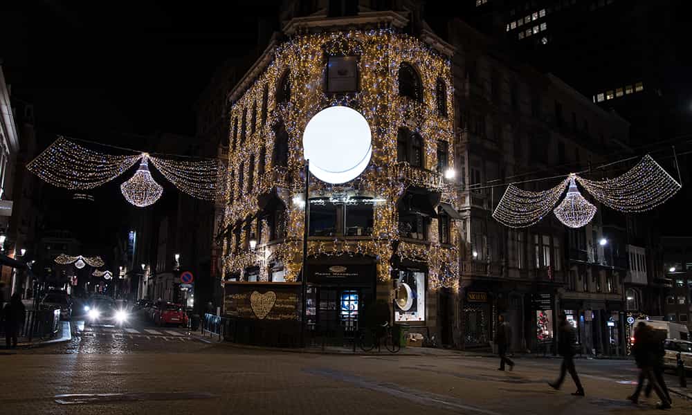 Illumination de facade pour noel Marcolini Sablon